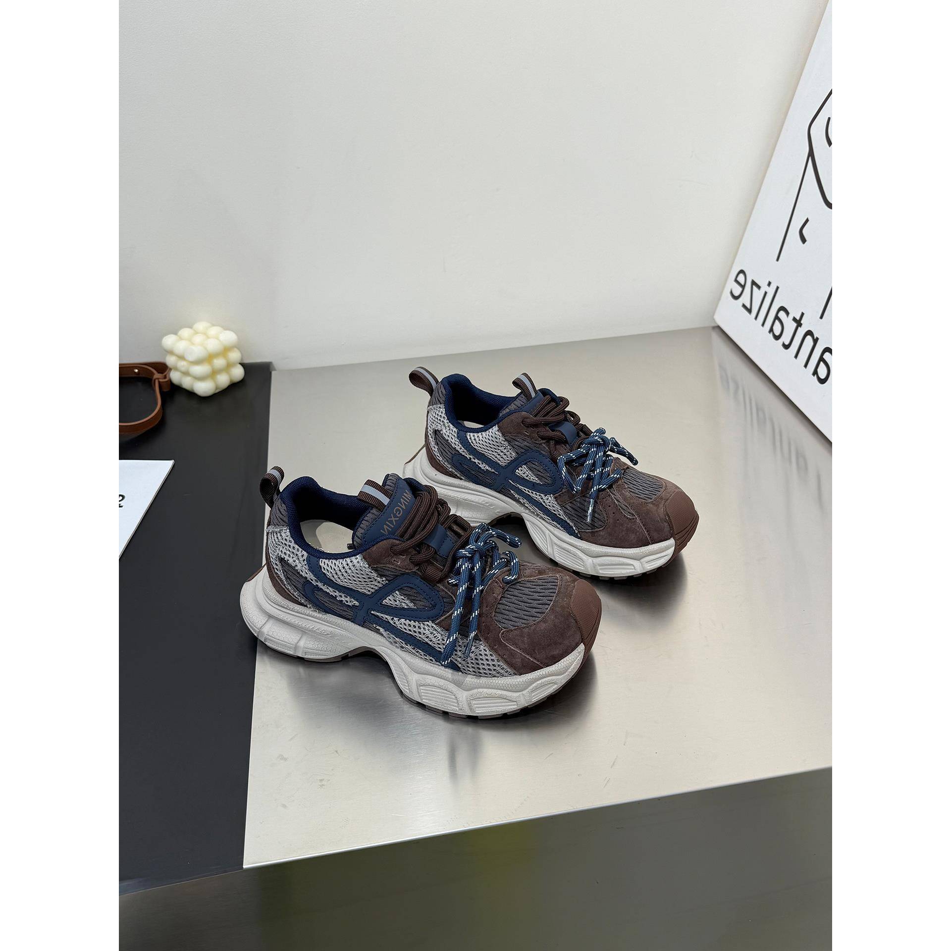 A.D Hepburn 覆古厚底老爹鞋女2025秋季新款时尚休闲双鞋带运动鞋