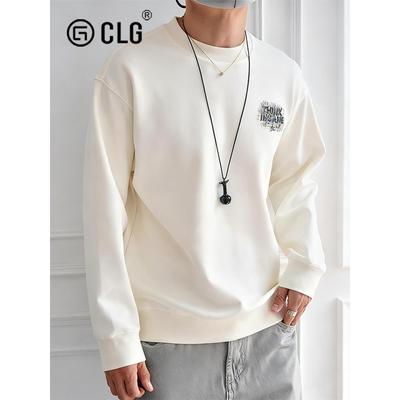 香港CLG潮牌美式重磅彩绘涂鸦圆领卫衣秋冬爆款字母印花长袖上衣