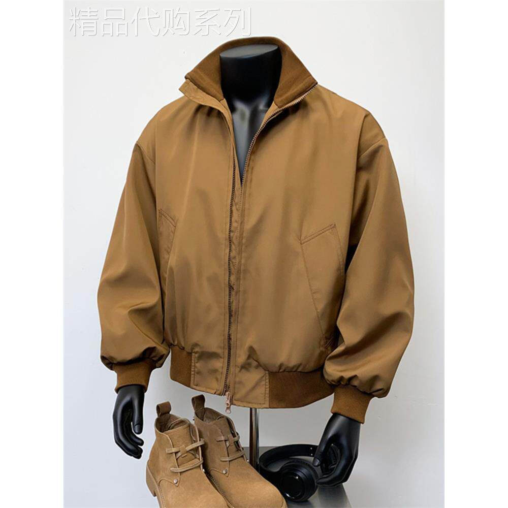 潮牌覆古薄款短款飞行夹克男士春秋季立领棒球服防风休闲工装外套