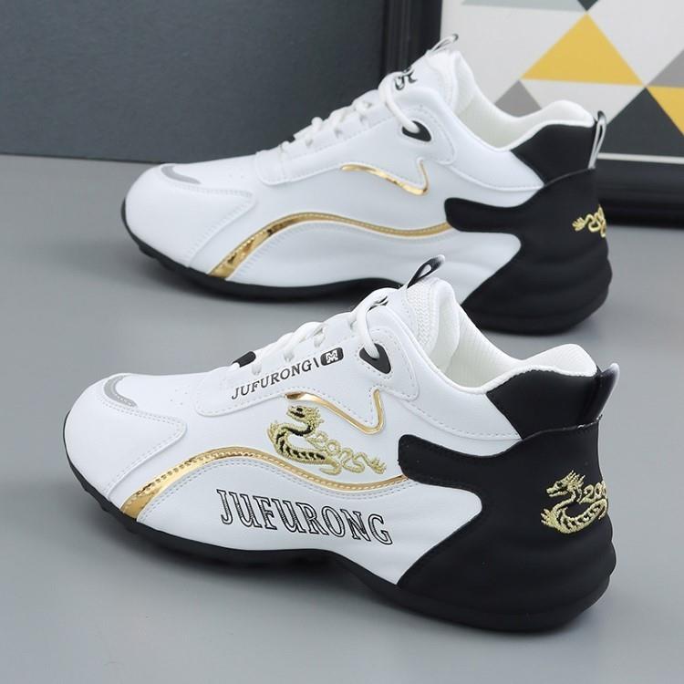 高档真皮男鞋秋季棉鞋时尚休闲潮鞋软底运动鞋皮面老爹鞋2025新款