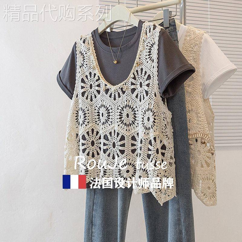 Rouje tusse短袖T恤初夏大码女装胖mm巨显瘦叠穿吊带两件套上衣