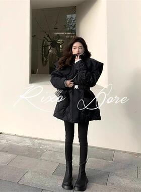 RIXO DORE法式小众设计感菱格羽绒棉服外套显瘦百搭黑色上衣时尚