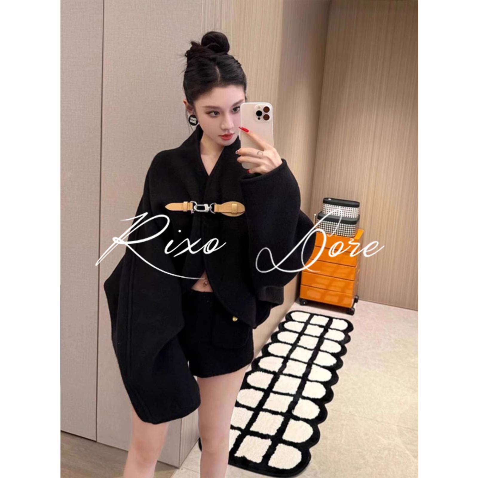 RIXO DORE法式宽松显瘦斗篷披肩大衣女秋冬时尚高级感短外套上衣