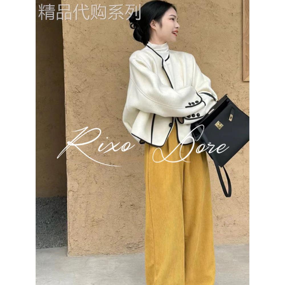 RIXO DORE法式设计感高级白色撞边外套轻熟风时尚短款小众上衣女