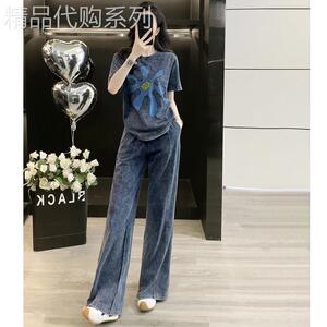 高档品牌可外穿家居服女士夏季夏天纯棉短袖长裤女款休闲睡衣套装