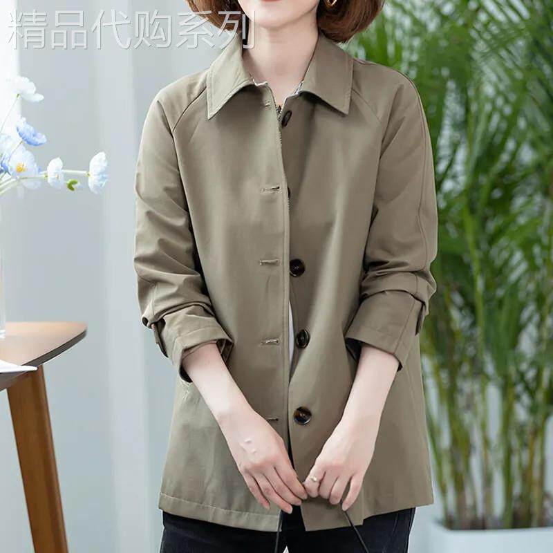 2026春秋新款风衣外套女休闲显瘦大码小个子中年妈妈翻领夹克上衣