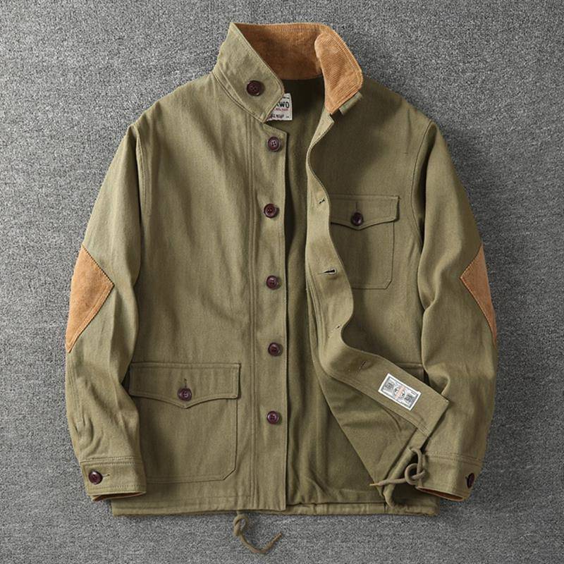 VIRRI CIAGA！阿美咔叽加厚青果领复古外套军旅风多口袋工装夹克