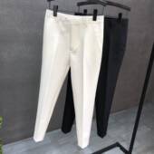 时尚 新潮白色西裤 男小脚修身 ZaSaFran 百搭纯色九分潮流休闲长裤