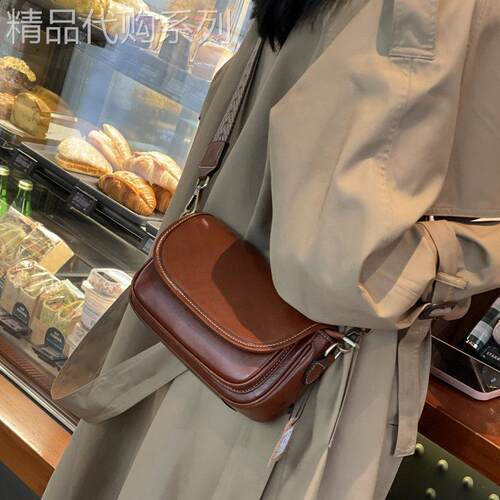 法国正品MK Jessie牛皮包包女复古真皮女包时尚高级感单肩斜挎包