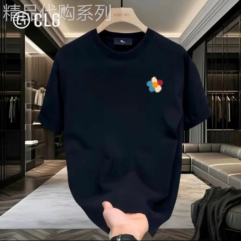香港CLG潮牌夏季美式重磅男装纯棉短袖t恤男简约百搭印花宽松上衣