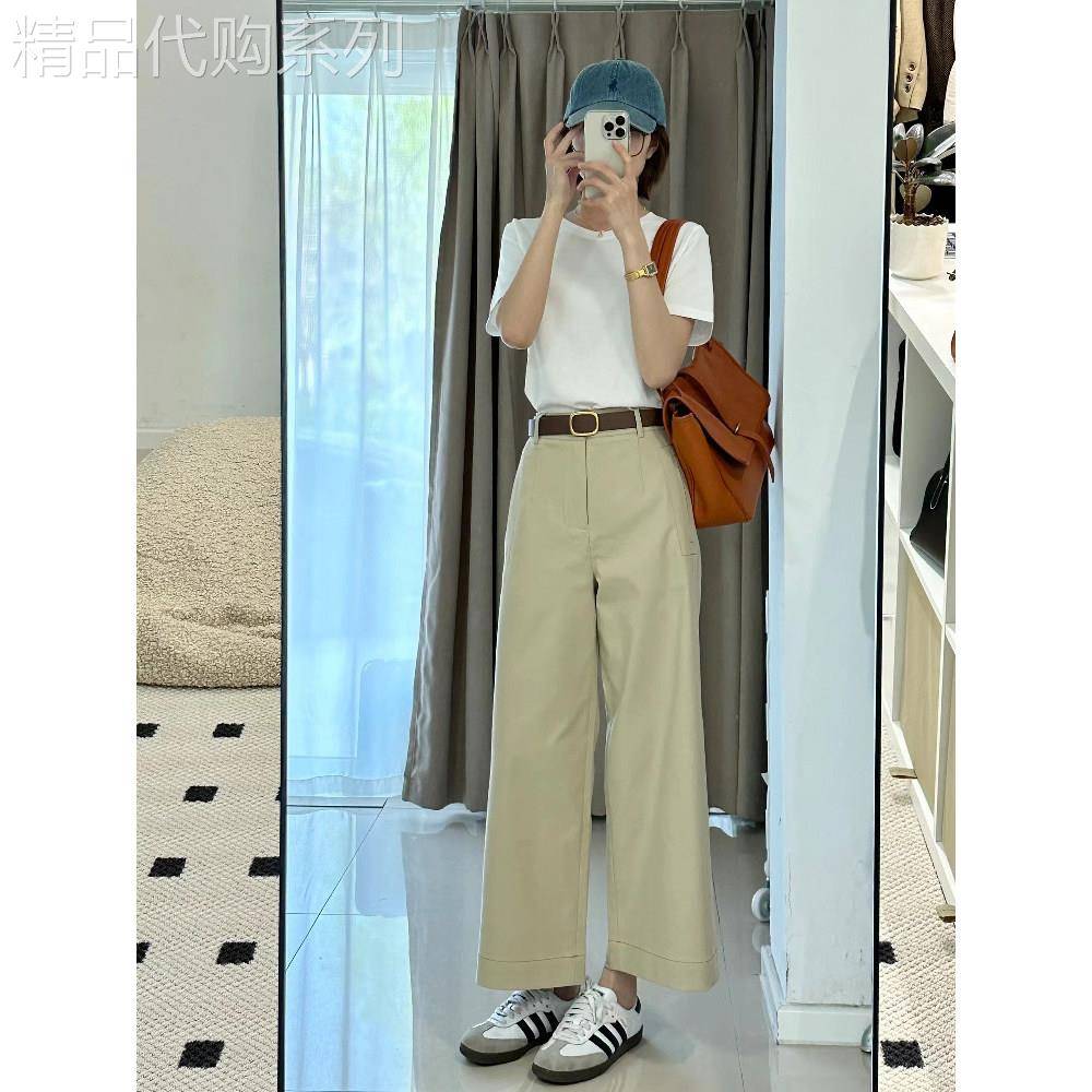 Canary Kiss卡其色高腰西装裤女2026夏季新款垂感直筒休闲阔腿裤