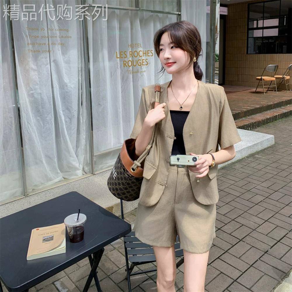 Rouje Moaks薄款小香风西装短裤套装女夏两件套轻熟风遮肉显瘦