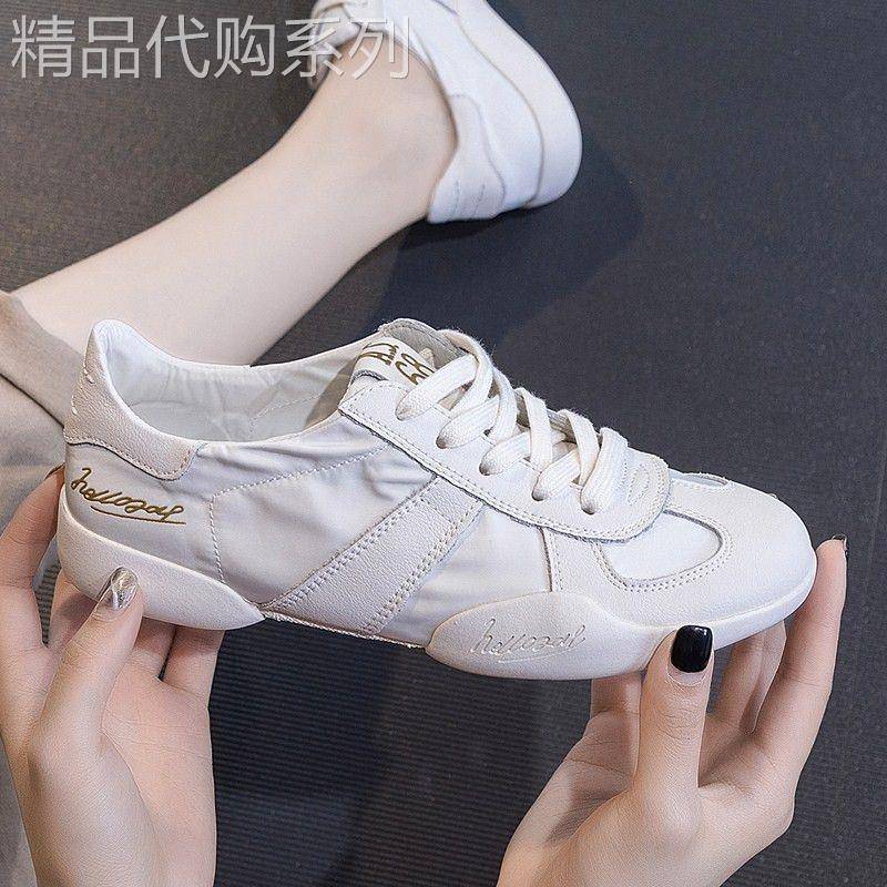 香港2025春秋新款真皮小白鞋女透气百搭阿甘平底防滑网布休闲板鞋
