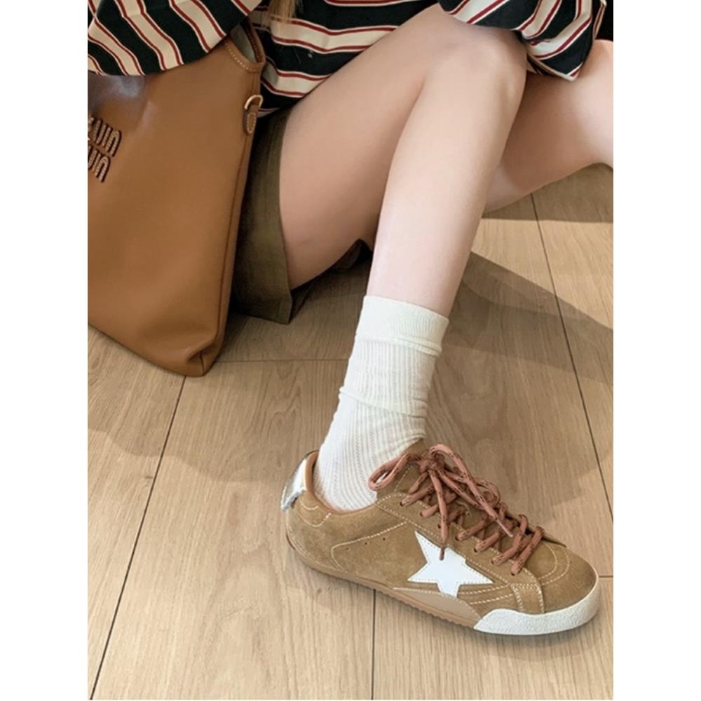 运动小白鞋女2025新款韩版覆古休闲德训鞋百搭星星脏脏鞋透气板鞋