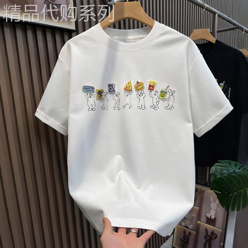 潮牌短袖T恤男夏季新款高街布贴刺绣百搭半袖小众设计感宽松上衣