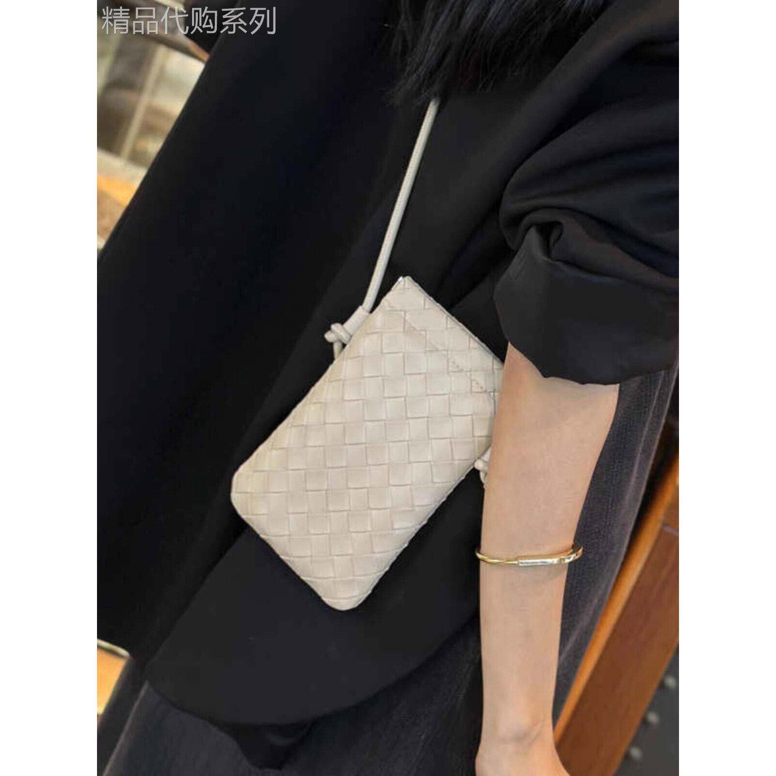 法国正品MK Jessie真皮编织手机包女夏季轻便迷你小包单肩斜挎包