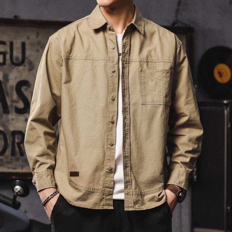 Madness Mdns Wruei美式工装2025新款痞帅宽松大码衬衫纯棉衬衣男