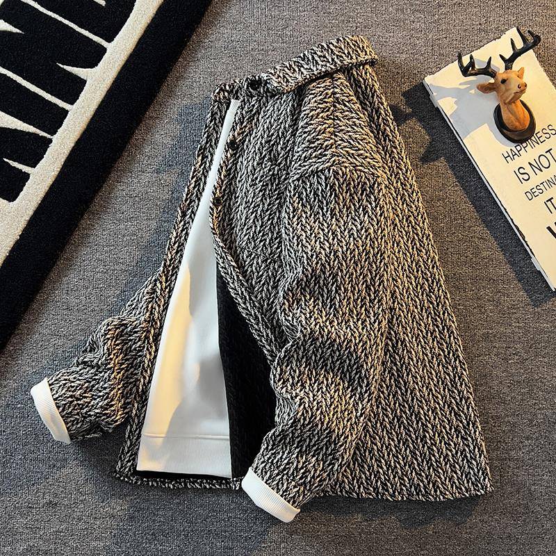 S.F Marceau~出口德国~轻奢时尚！高级感外套男翻领格子衬衫夹克