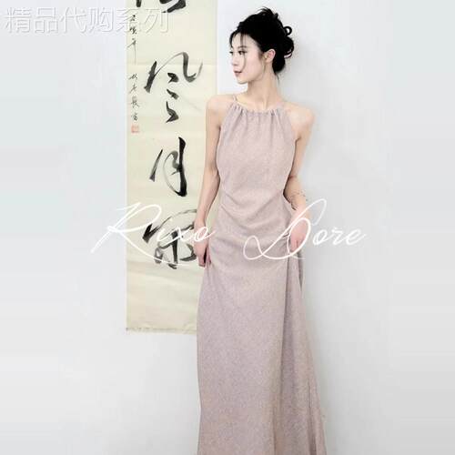 RIXO DORE法式设计感温柔风无袖洋装女高级感气质挂颈旗袍长裙