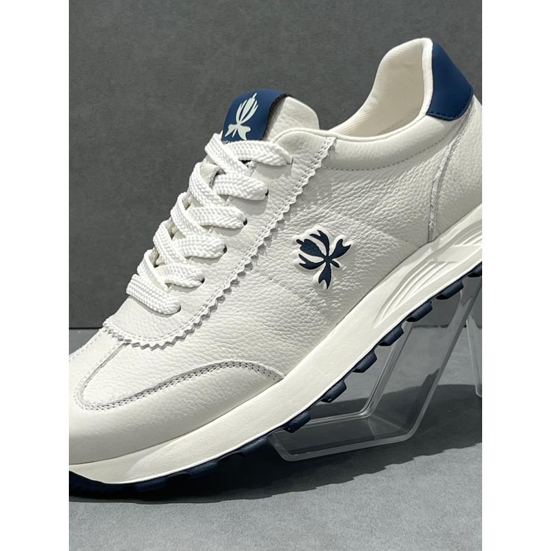 潮牌阿甘鞋男2025冬季新款真皮透气男士跑步小白鞋软底运动休闲鞋