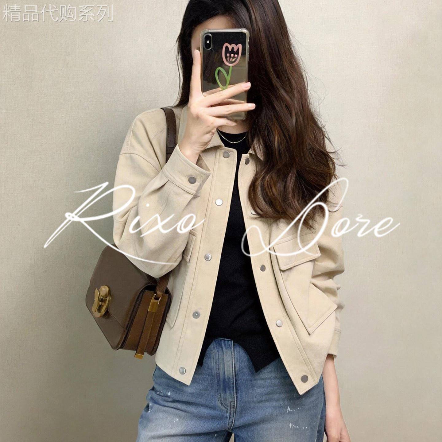 RIXO DORE法式翻领短款夹克外套女新款小个子复古风宽松休闲上衣