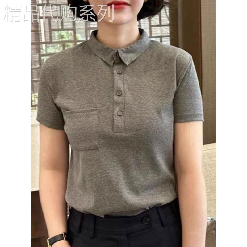 Polo领短袖T恤女夏季2026欧货简约休闲宽松小众时尚显瘦洋气上衣