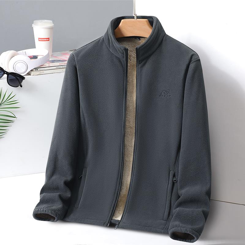 MAROLIO~出口挪威！加绒加厚双面摇粒绒保暖宽松大码羊羔绒外套男