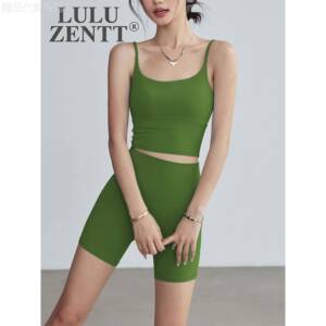 LULU ZENTT普拉提健身套装女防震运动内衣瑜伽服背心提臀跑步短裤