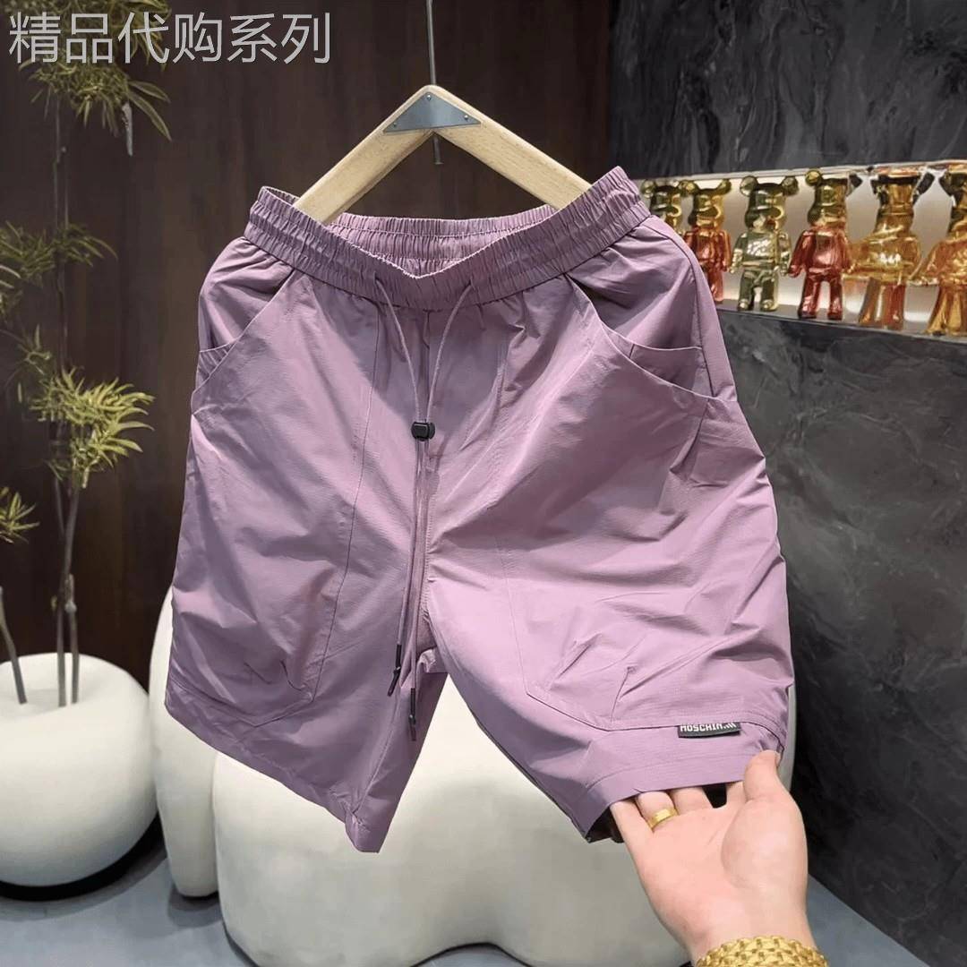高端冰丝休闲工作服短裤男士2026新款夏季外穿速干运动五分裤子男