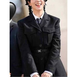 Jisoo金智秀同款西装外套女 春季中长款时尚口袋学院风上衣高级感
