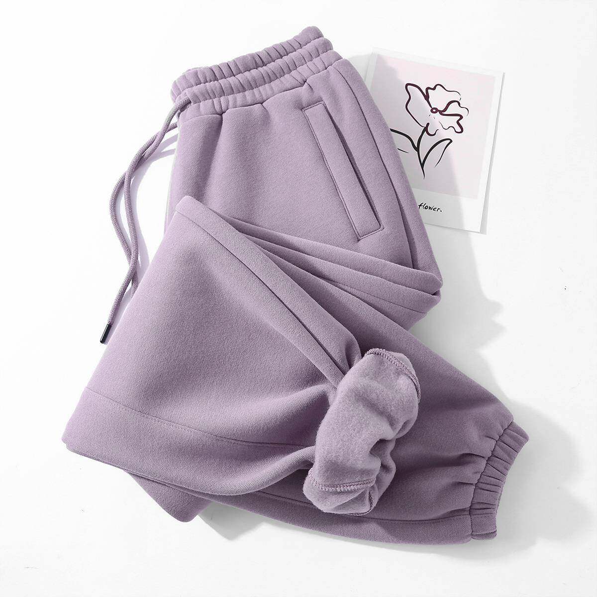 MAROLIO~高端重磅加绒束脚卫裤男女秋冬季加厚宽松情侣运动休闲裤