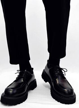 Trendsetters！整型高手立显高挑~复古真皮圆头厚底增高英伦皮鞋