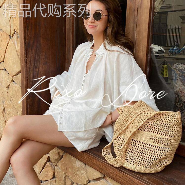 RIXO DORE法式气质白色长袖衬衫女休闲防晒上衣度假短裤高级套装