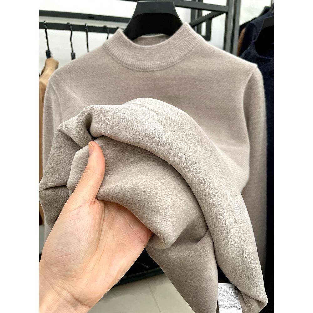 Home Daily~男士雪尼尔毛衣保暖一体绒抓绒卫衣半高领打底针织衫