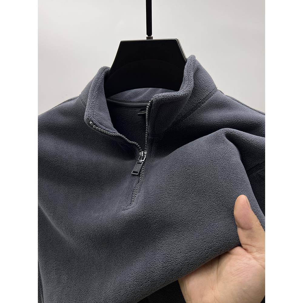 MAROLIO~出口挪威！摇粒绒立领卫衣男秋冬加绒加厚保暖内搭抓绒衣