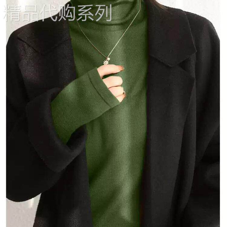 配羊毛大衣的内搭高领打底衫女秋冬修身弹力毛衣洋气堆堆领针织衫