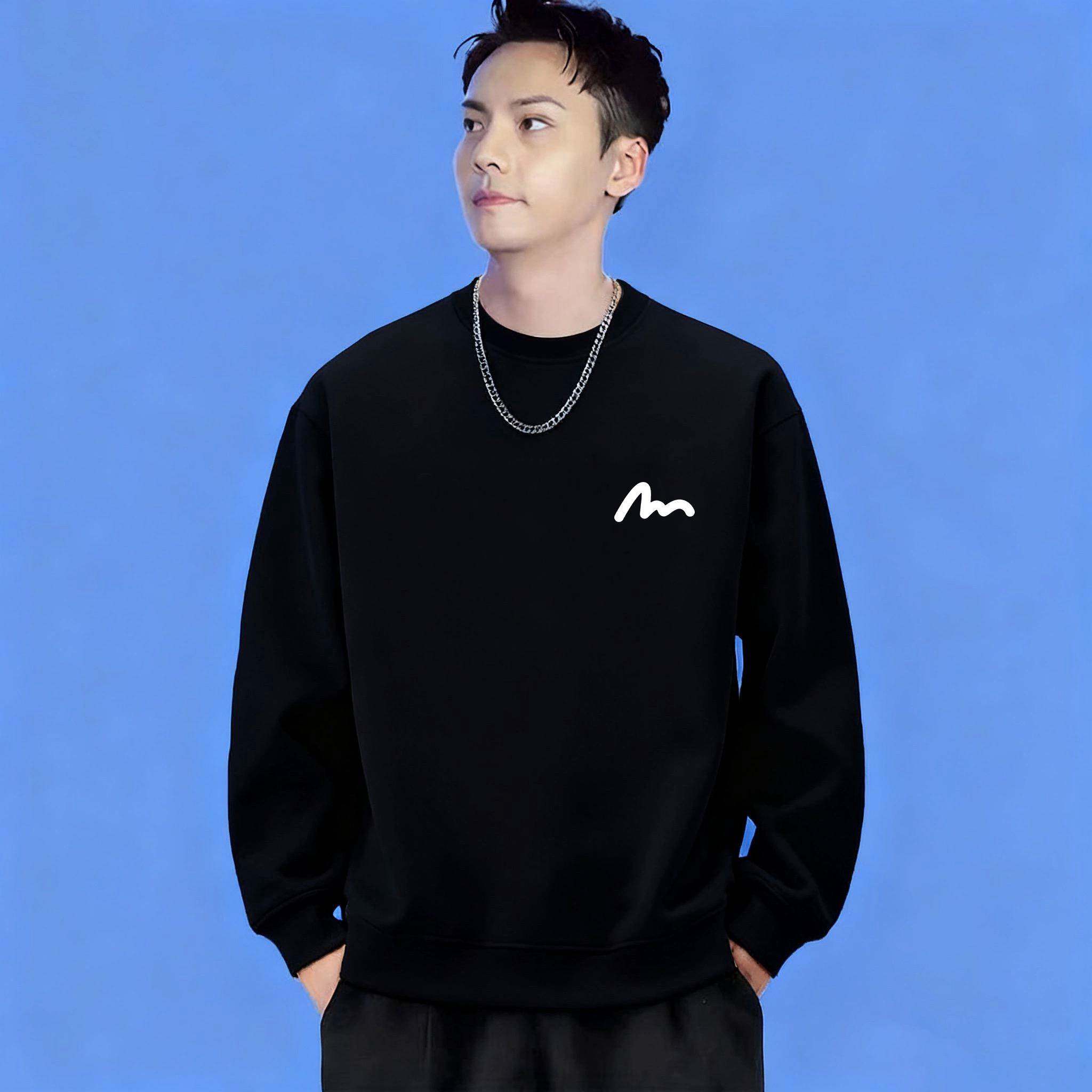 2025新款陈伟霆潮牌卫衣男款简约休闲纯棉长袖上衣秋冬款加绒外套