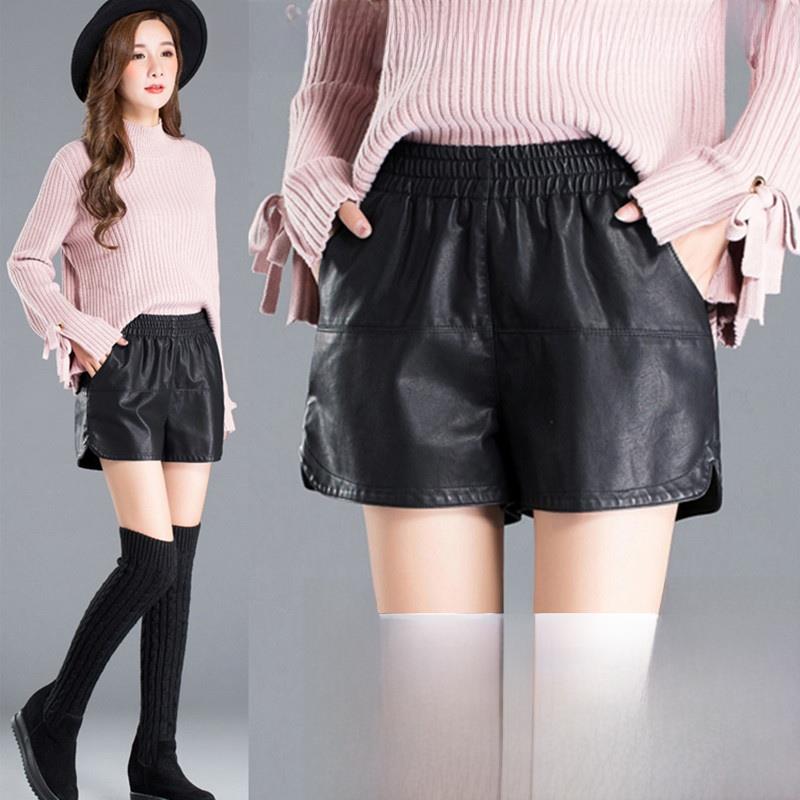 阔腿真皮女式短裤2025新款春秋冬修身Look a字百搭皮靴裤高腰外靴