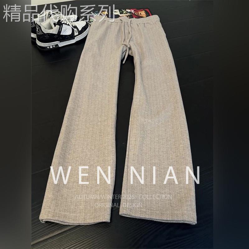 韩国WEN NIAN老钱风条纹西装裤男2026夏季薄款直筒裤垂坠感显腿长