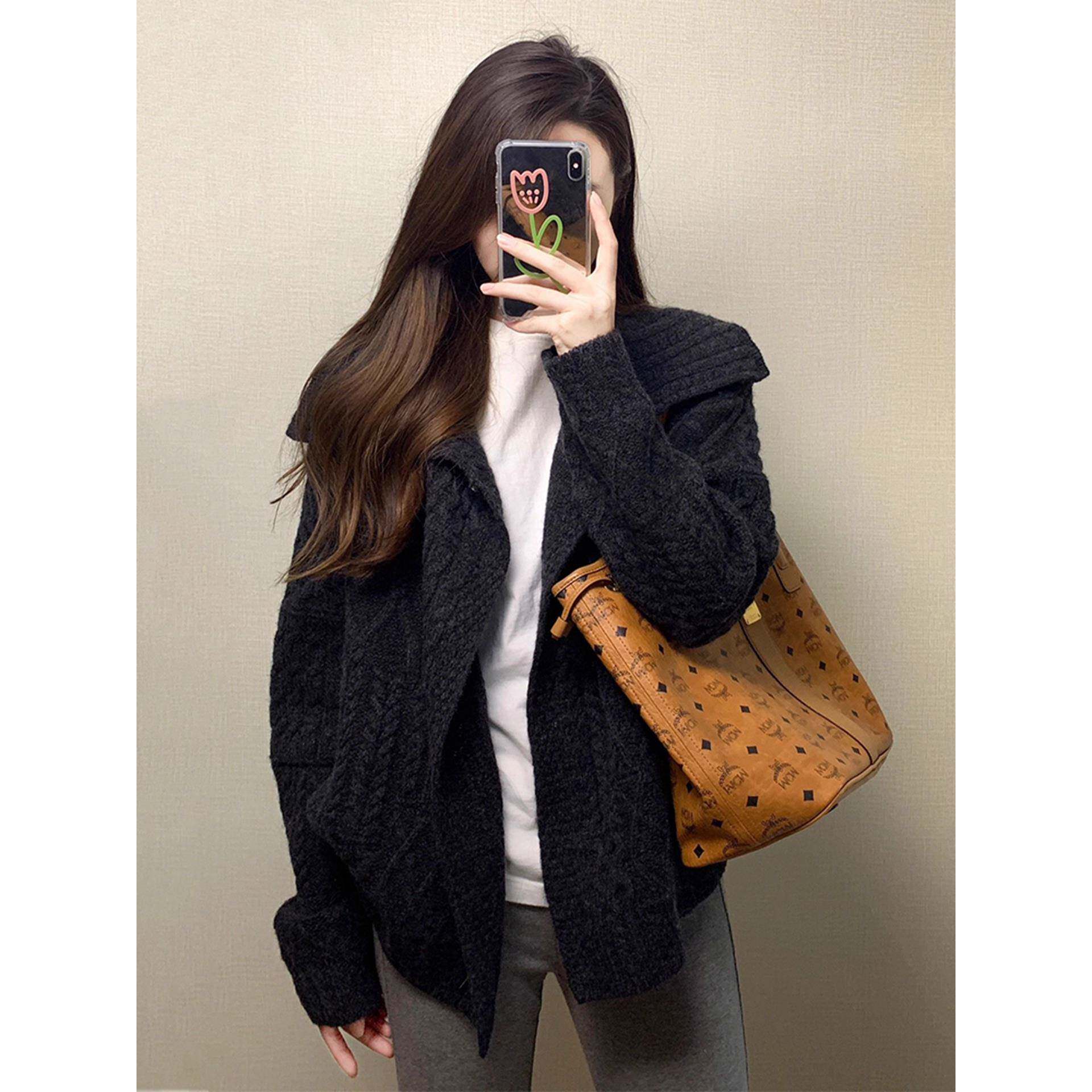 简约与时尚并存~韩系慵懒加厚毛衣外套女秋冬老钱风麻花针织开衫