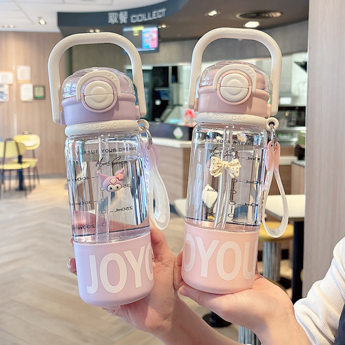 双饮吸管杯女生高颜值运动水杯子