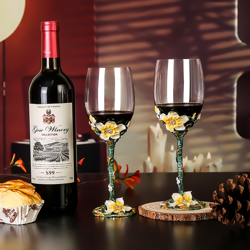 创意珐琅彩水晶玻璃红酒杯