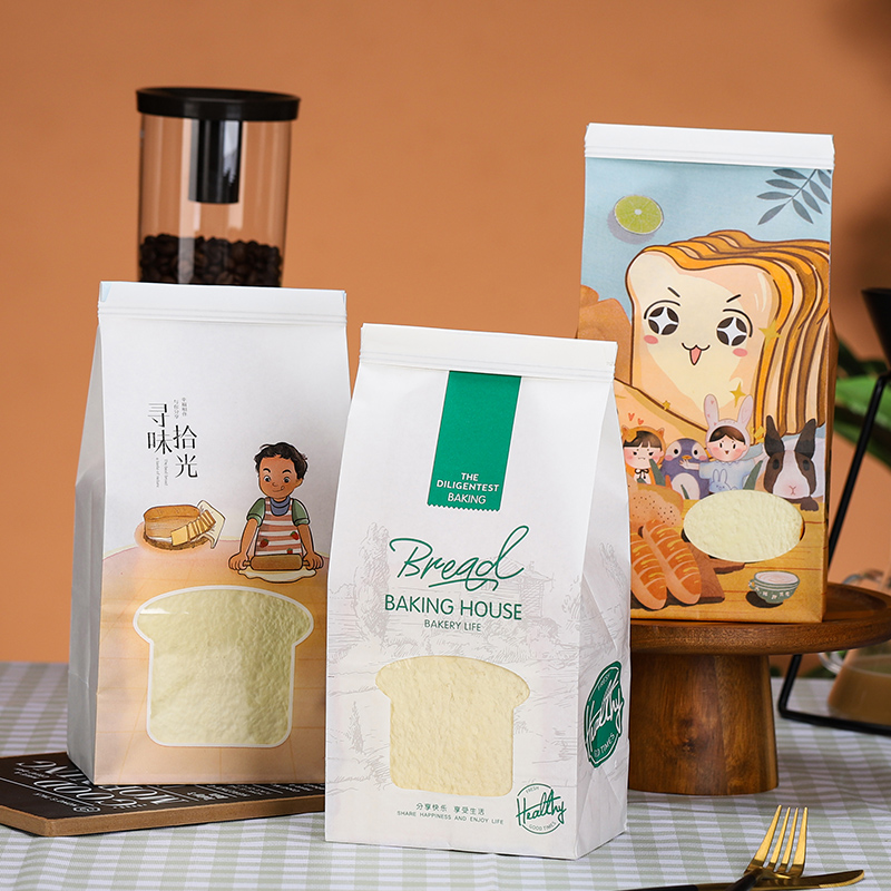 鲜烤吐司面包包装袋开窗自封口饼干牛角包小蛋糕烘焙西点打包纸袋