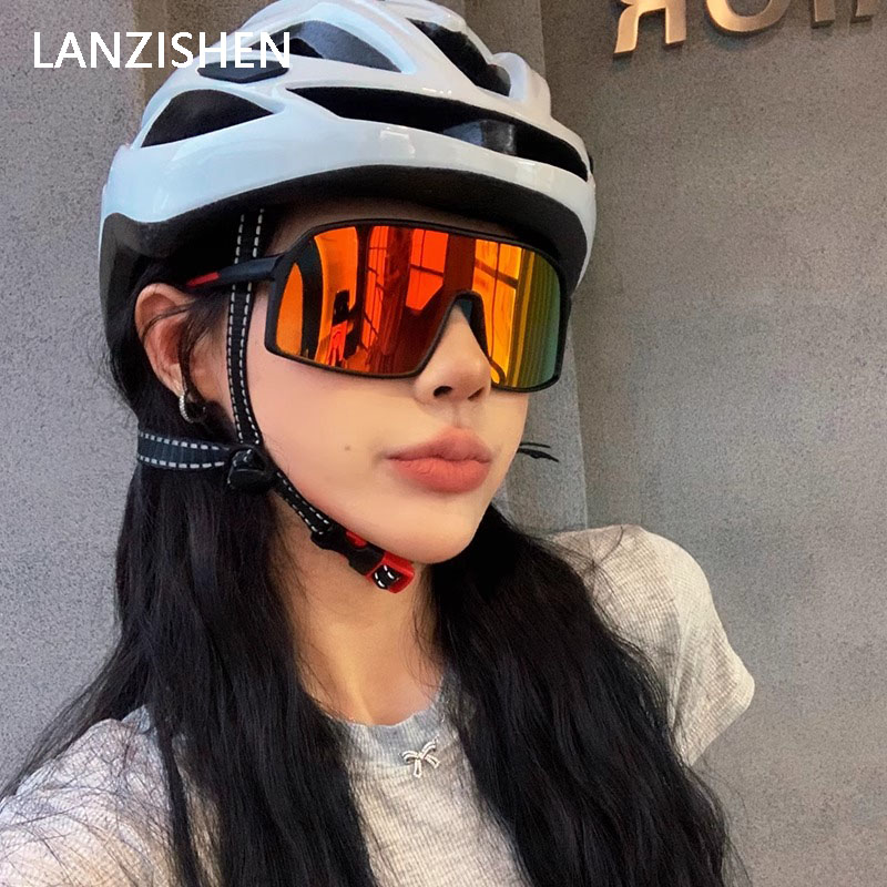 LANZISHEN炫彩红色护目镜户外骑行眼镜男女同款防紫外线偏光墨镜