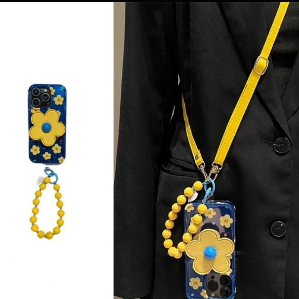 立体花朵支架苹果13promax手机壳iphone16pro可爱卡通15女14防摔12全包硅胶11plus创意xr串珠挂链8plus斜挎6s