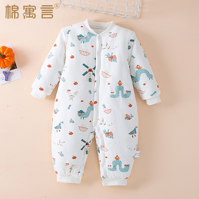 宝宝夹棉连体衣婴儿冬加厚冬装