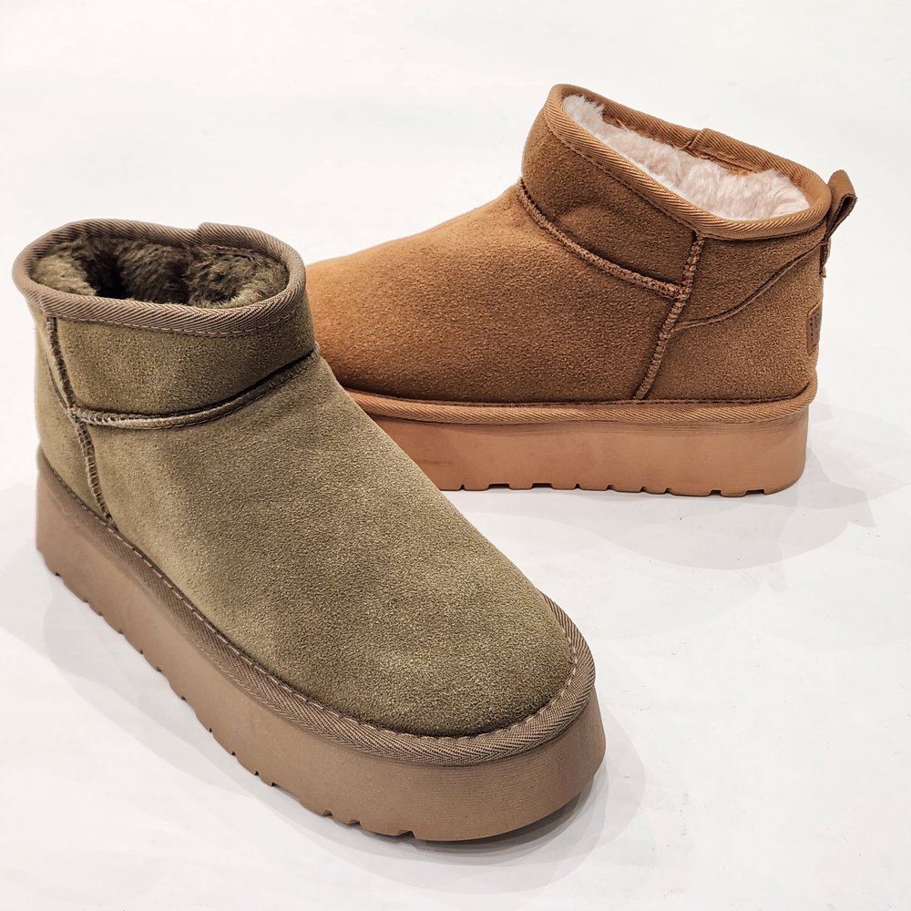 68033磨砂牛皮特价雪地靴冬短筒