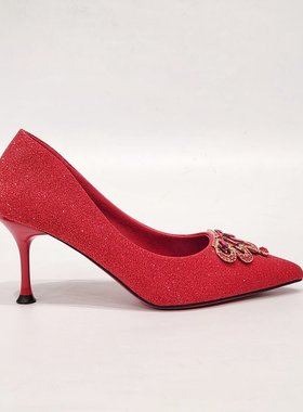 23699-2法式高跟鞋女细跟秋款设计感小众气质名媛婚纱婚新娘鞋