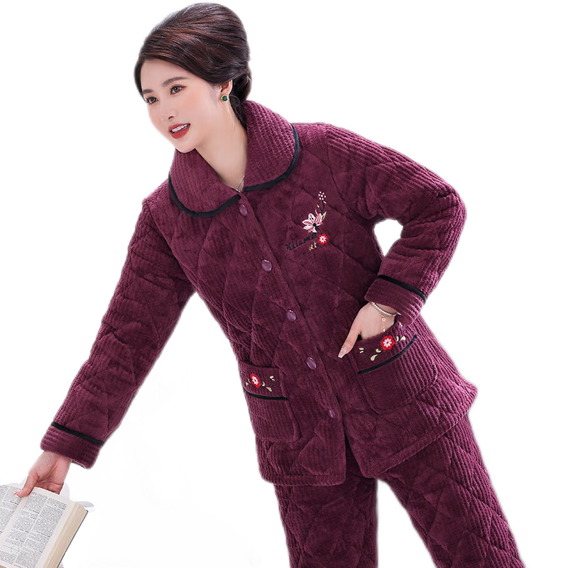 轩朵淇三层加厚睡衣女牛奶绒夹棉