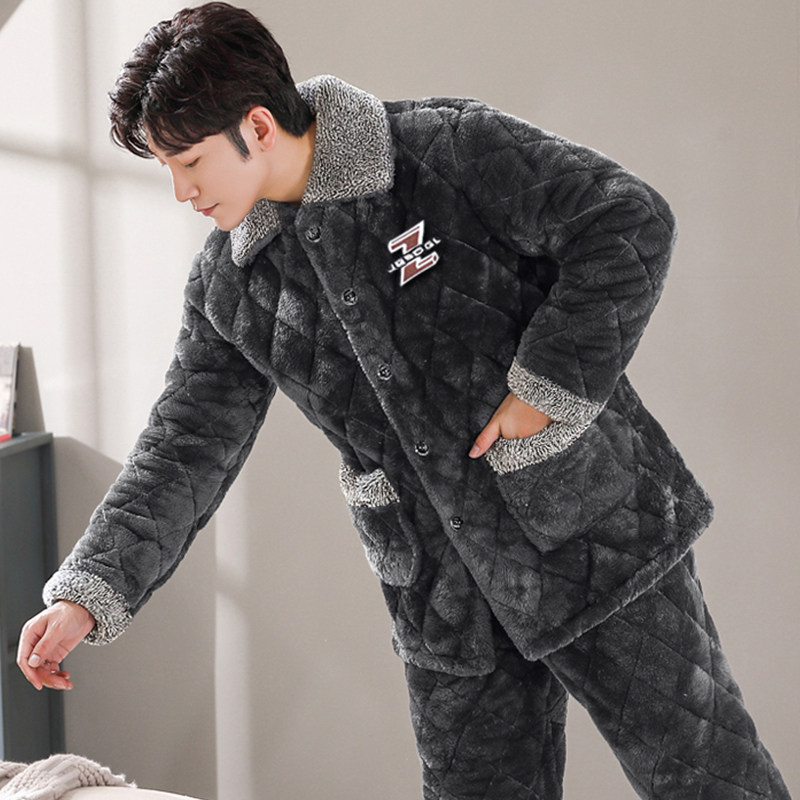 珊瑚绒睡衣男冬季三层加厚夹棉法兰绒保暖加绒男士家居服套装秋冬,女士内衣/男士内衣/家居服,睡衣/家居服套装,淘宝优惠券,粉丝福利购,淘宝优惠卷